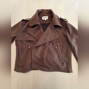 NWOT Vigoss Women"s Dark Brown Suede Moto Jacket Sz S $98